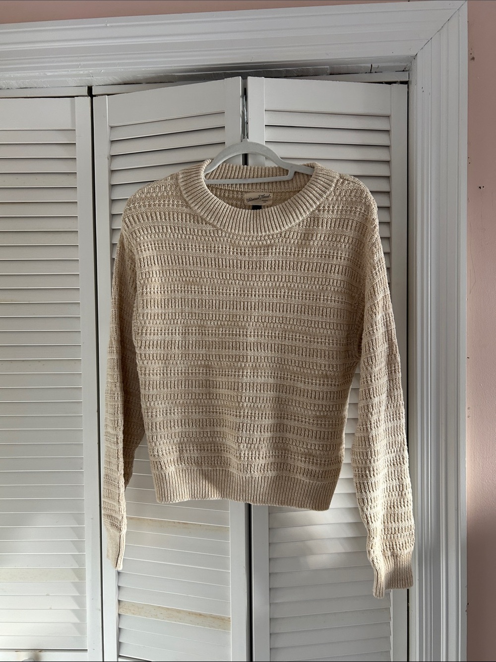 Universal Thread Beige Open-Knit Crewneck Sweater